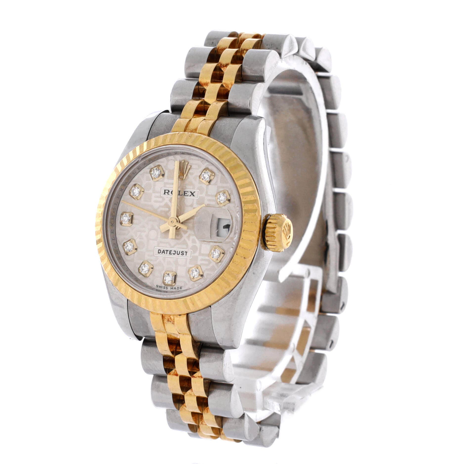 Oyster Perpetual Datejust Automatic Watch Stainless Steel and Yellow Gold with Diamond Markers 26, Alternate, color, Metallic Gold