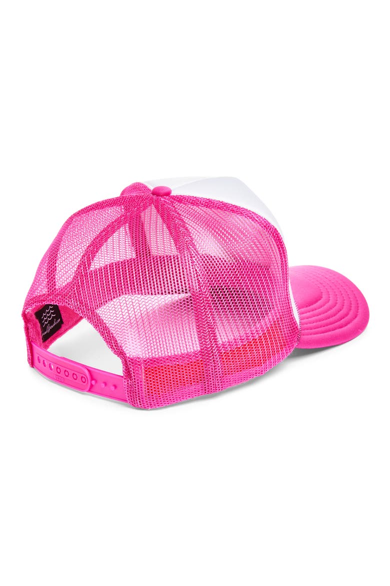 Smiley Patch Trucker Hat, Alternate, color, PINK / WHITE