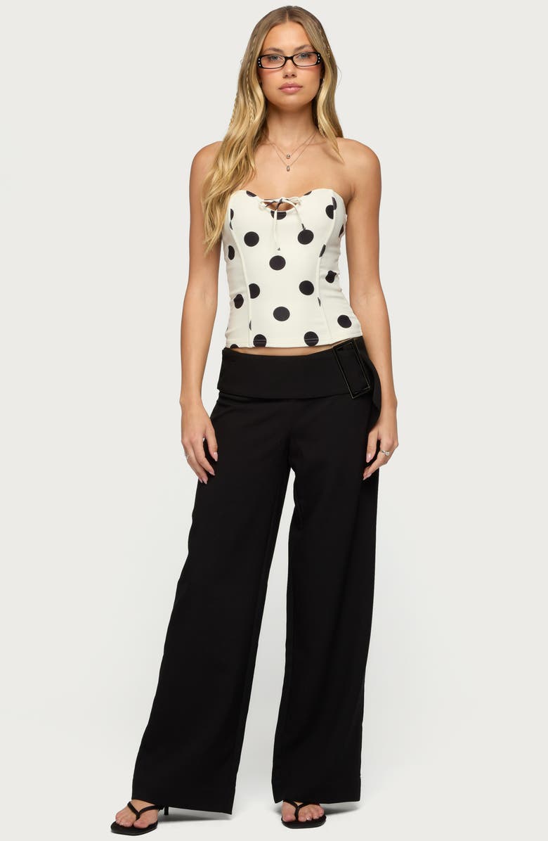 EDIKTED Antonelle Polka Dot Strapless Corset Top, Alternate, color, Ivory-And-Black