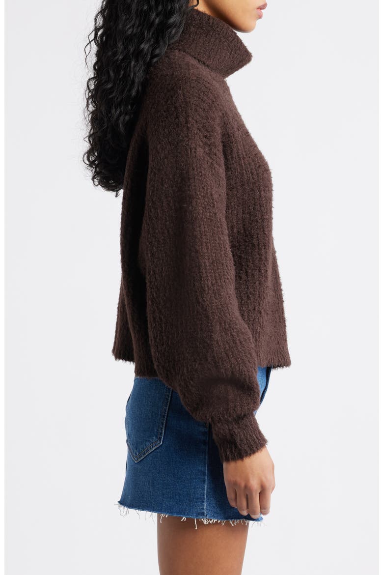 Fuzzy Turtleneck Sweater, Alternate, color, BROWN COFFEE