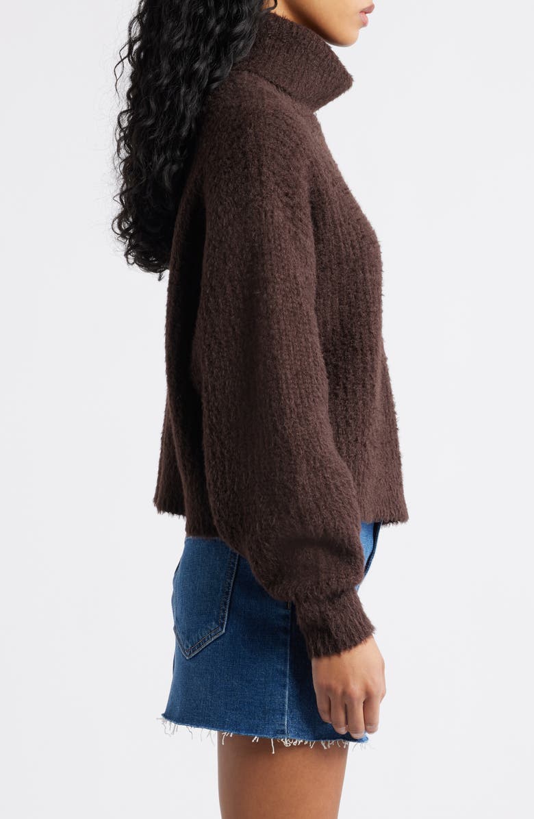 BP. Fuzzy Turtleneck Sweater, Alternate, color, Brown Coffee