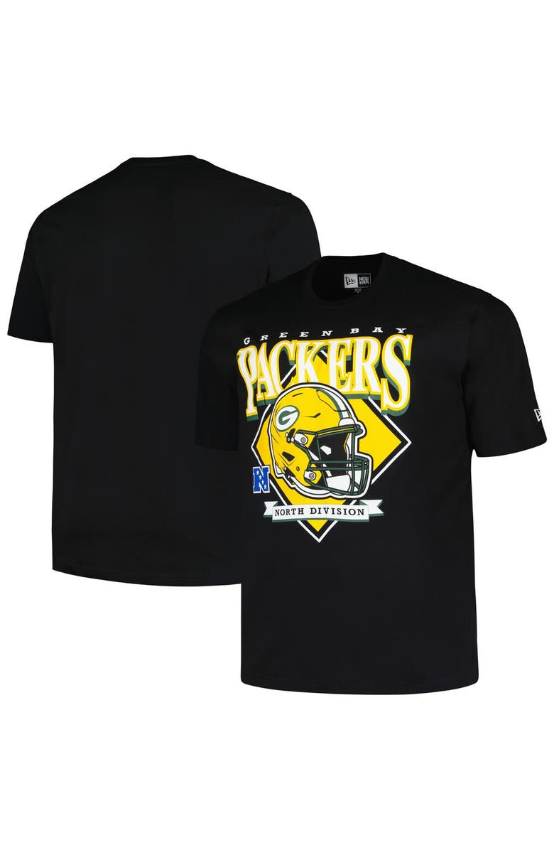 New Era Men's New Era  Black Green Bay Packers Big & Tall Helmet T-Shirt, Main, color, 