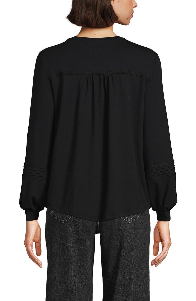 Lands' End Long Sleeve Lightweight Jersey Pintuck Embroidery Top, Alternate, color, 