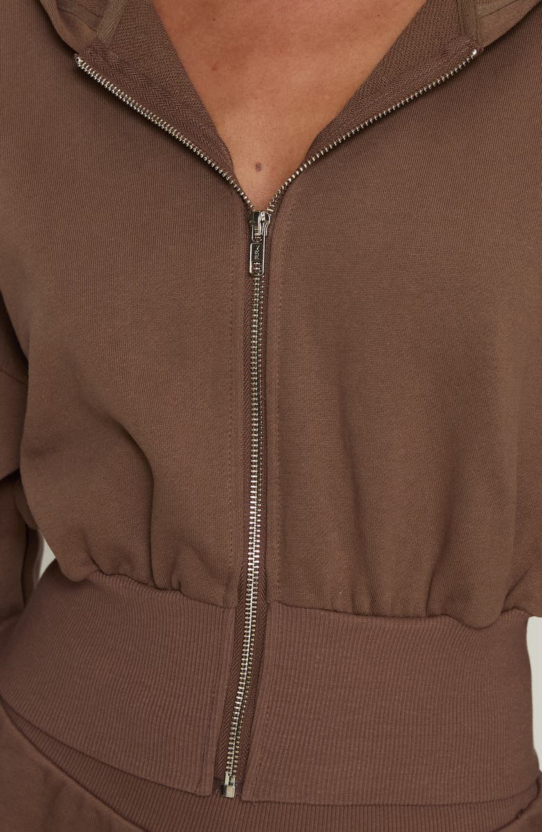 Princess Polly Daytime Blouson Crop Hoodie, Alternate, color, Cocoa