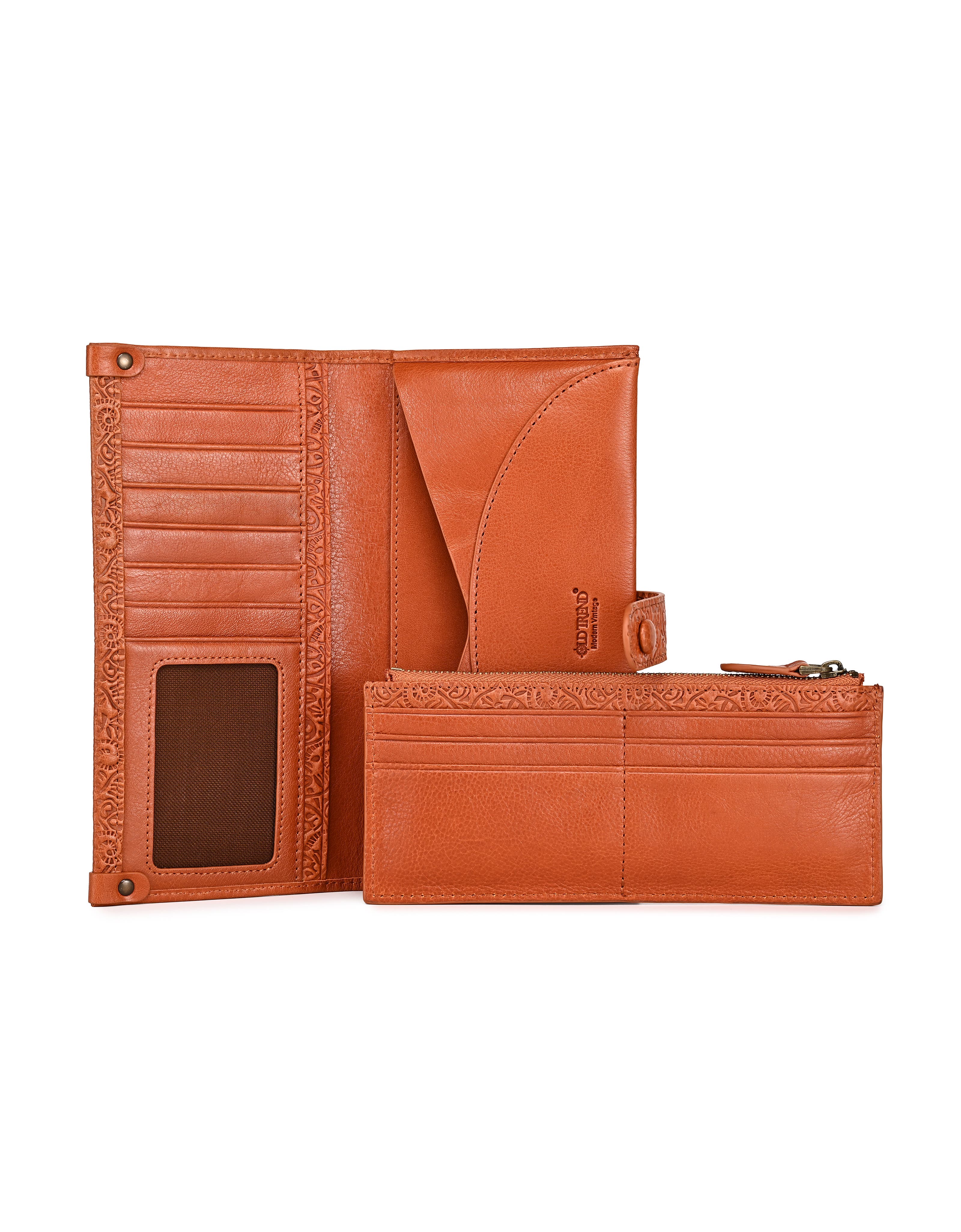 OLD TREND Iris Genuine Leather Modular RFID Wristlet Clutch, Alternate, color, Cognac