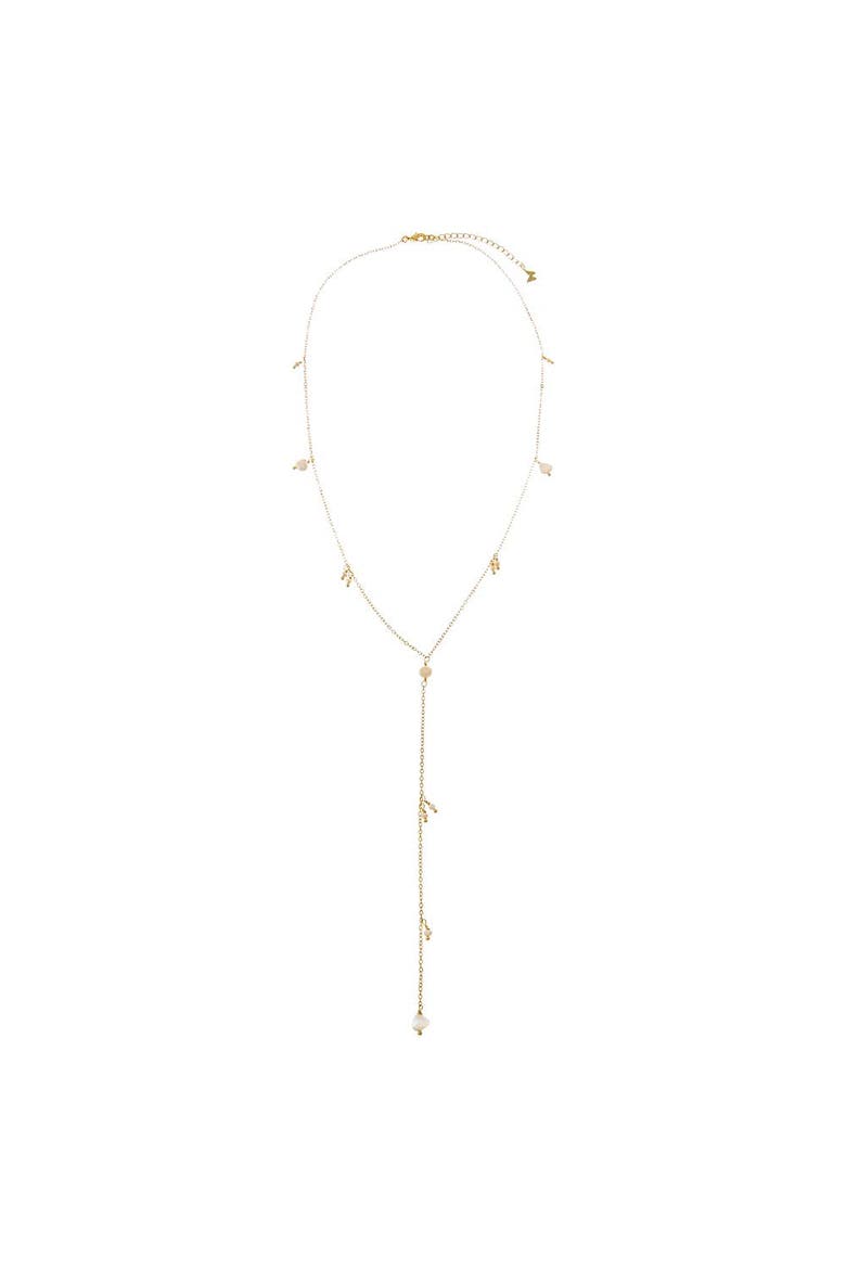 Pearl & Ball Drop Lariat Necklace, Alternate, color, Gold