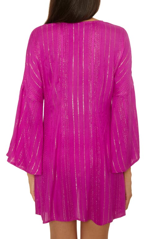 Becca Radiance V-neck Long Sleeve Cover-up Tunic In Pink