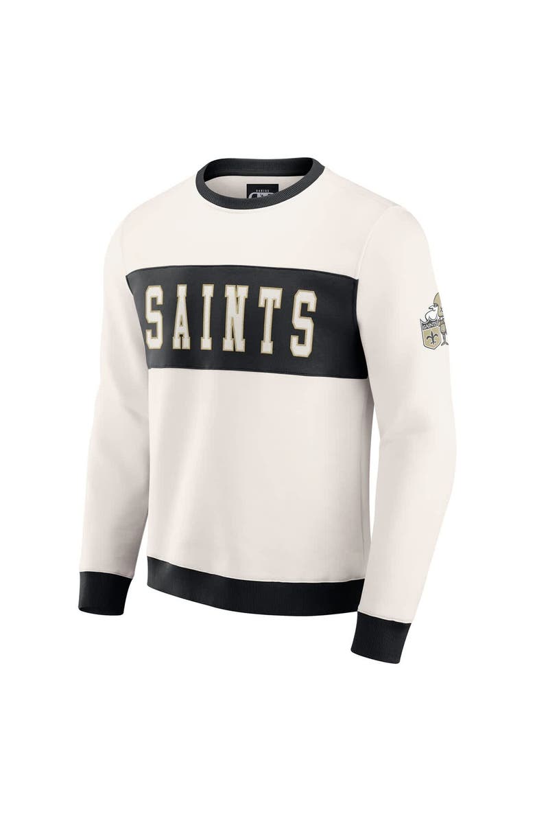 Darius Rucker Collection by Fanatics Men's Darius Rucker Collection by Fanatics Cream New Orleans Saints Colorblock Pullover Sweatshirt, Alternate, color,