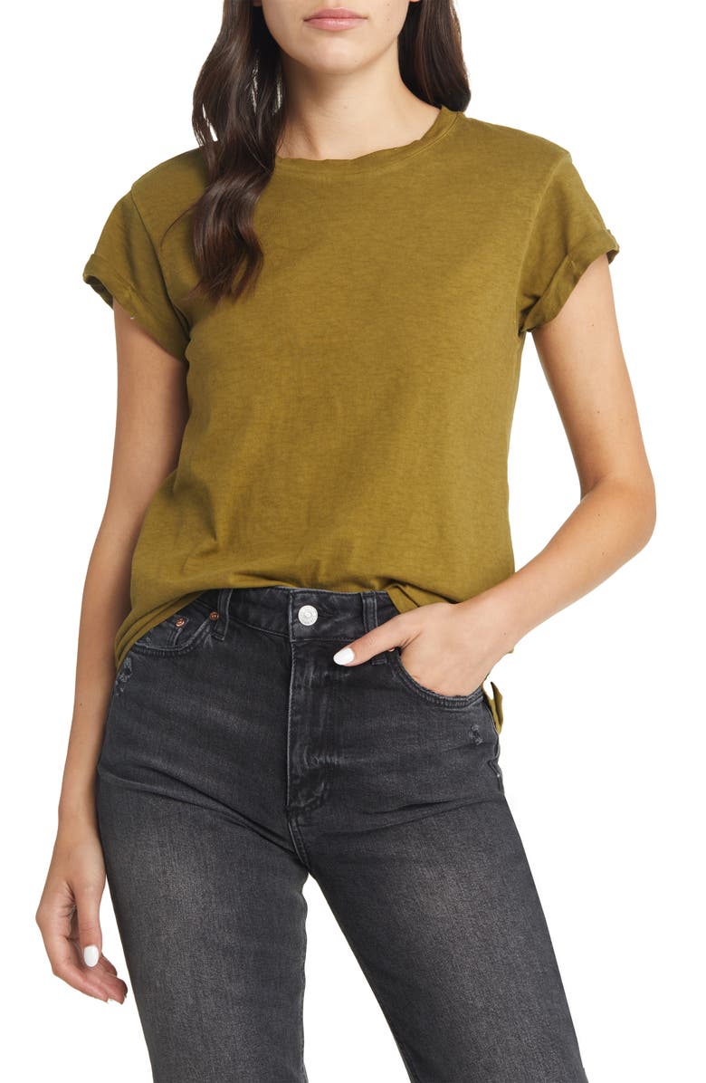 AllSaints Anna Cuff Sleeve Organic Cotton T-Shirt, Main, color,