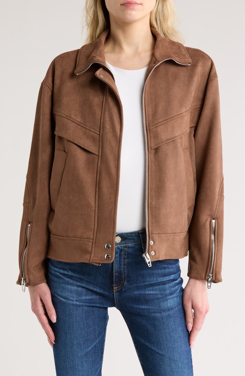 BLANKNYC High Collar Faux Suede Jacket, Main, color, Time Capsule