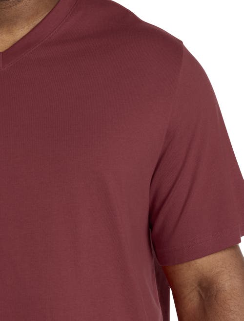 Harbor Bay By Dxl Big & Tall Moisture-wicking Jersey V-neck T-shirt In Burgundy