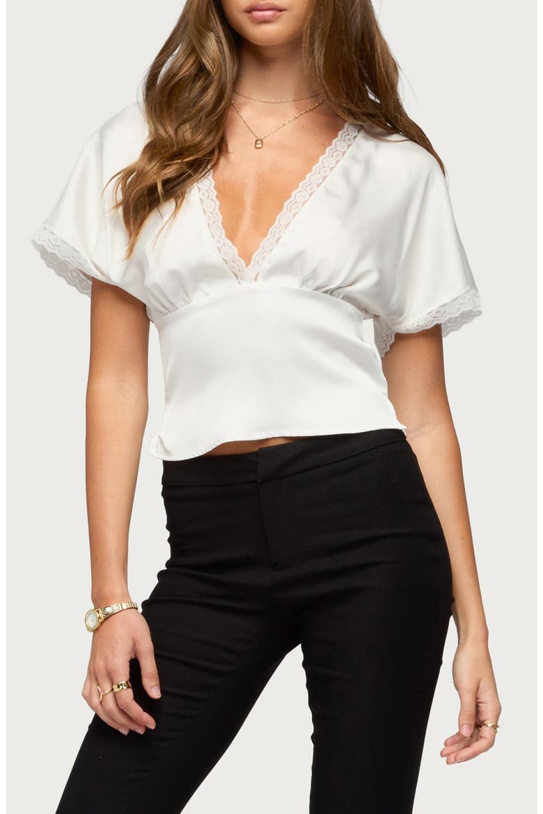Ihara Lacey Cinched Waist Top, Main, color, WHITE