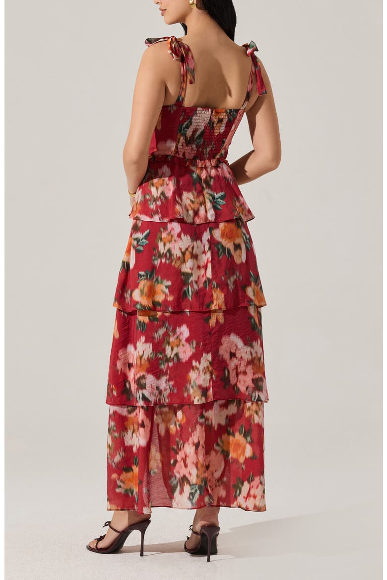Mellorie Abstract Floral Tiered Maxi Dress, Alternate, color, RED MULTI FLORAL