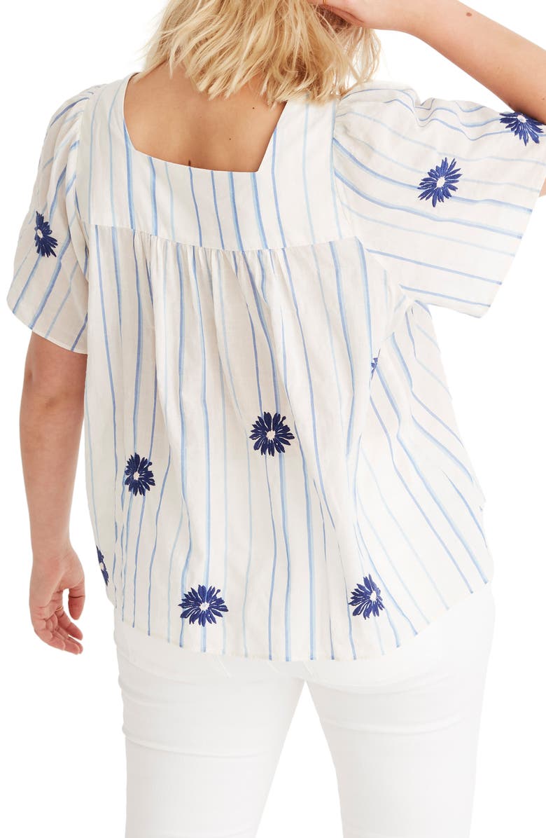 Madewell Floral Embroidered Stripe Butterfly Top, Alternate, color, 