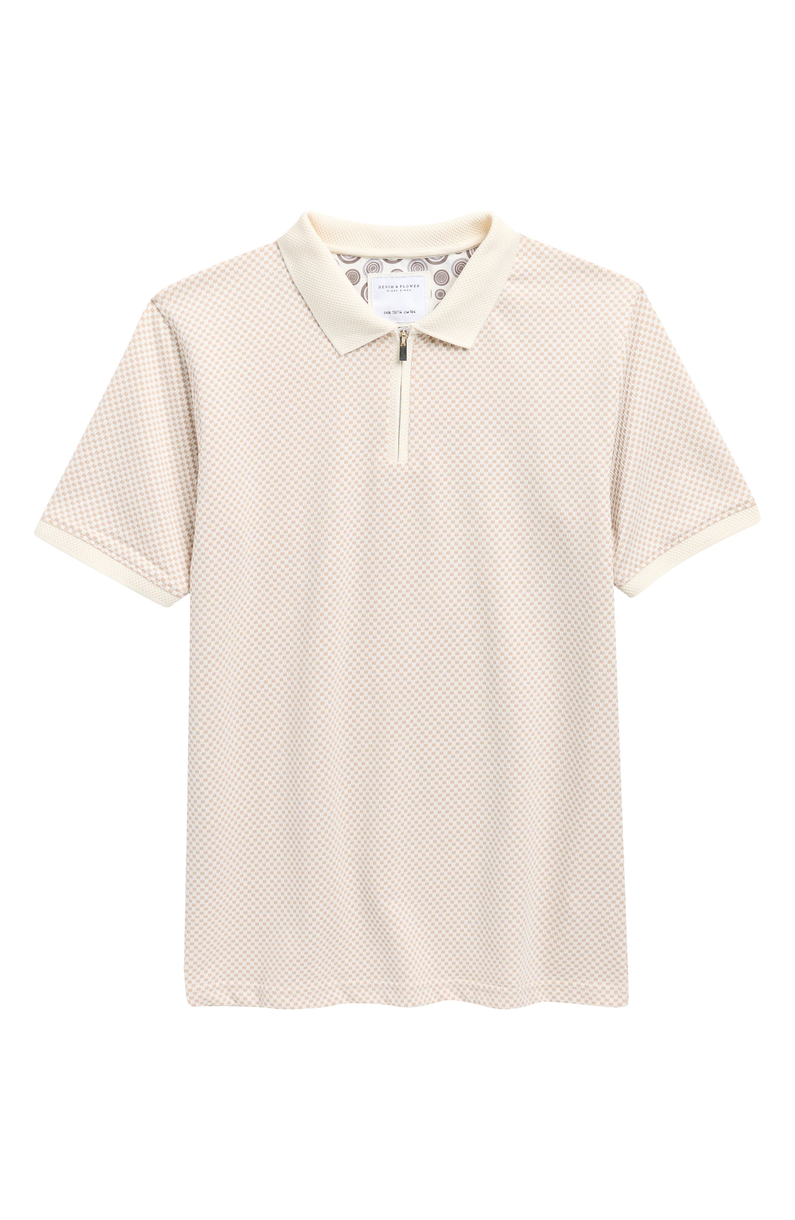 Denim And Flower Kids' Geometric Quarter Zip Polo In Neutral