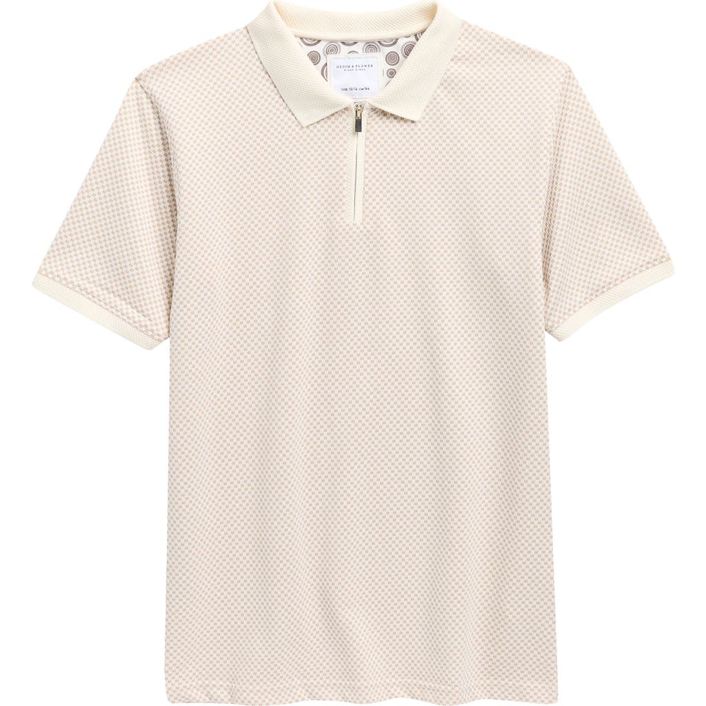 Denim And Flower Kids' Geometric Quarter Zip Polo In Neutral