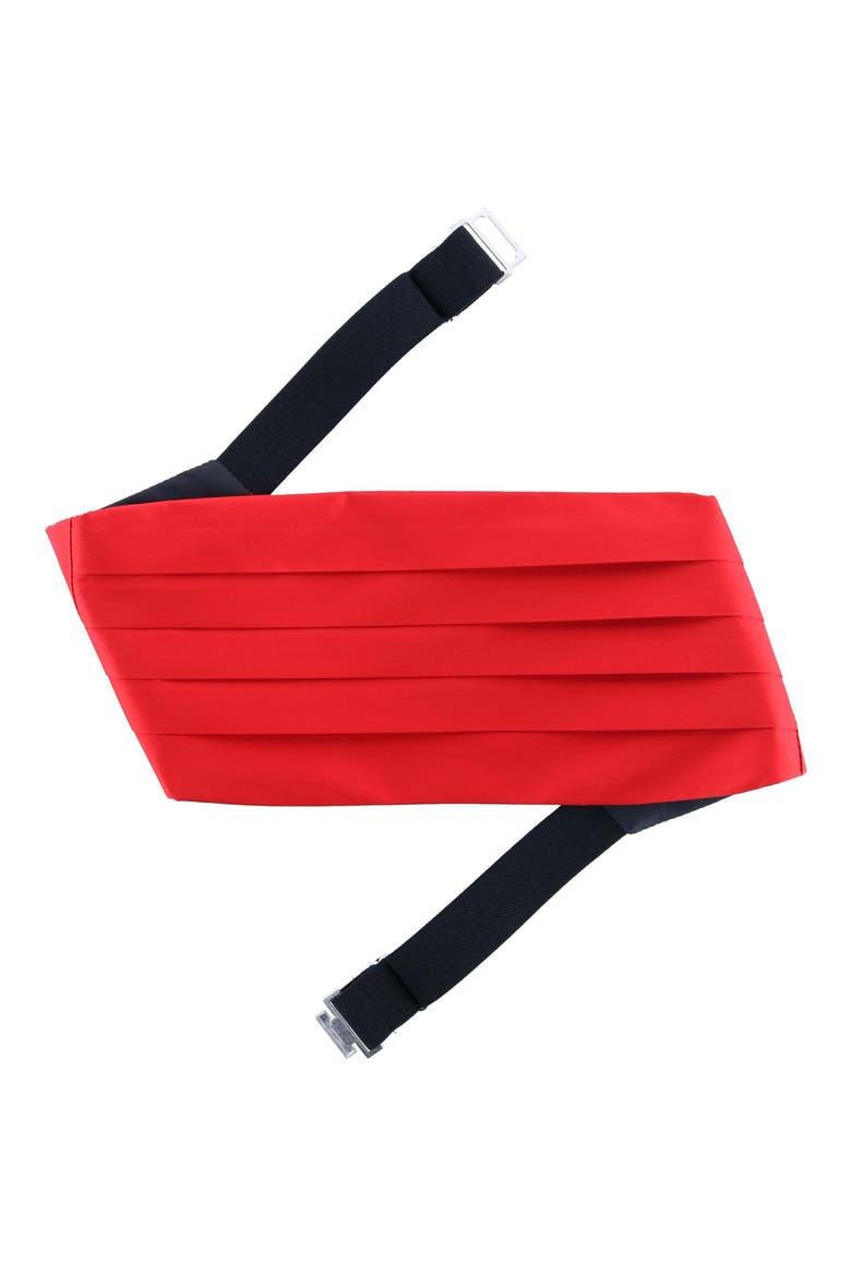 Sutton Solid Silk Cummerbund, Alternate, color, RED