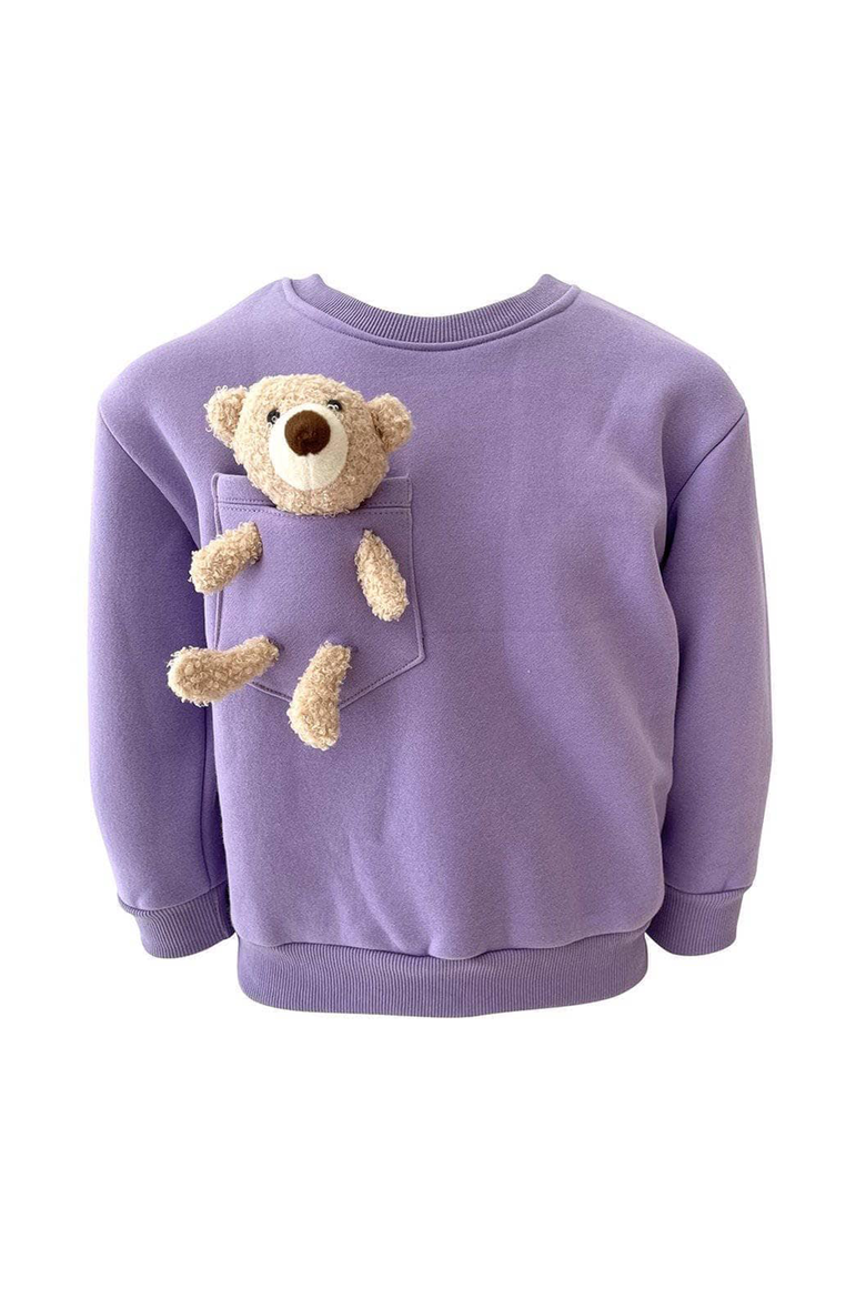 Teddy Buddy Bear Crewneck, Main, color, Purple