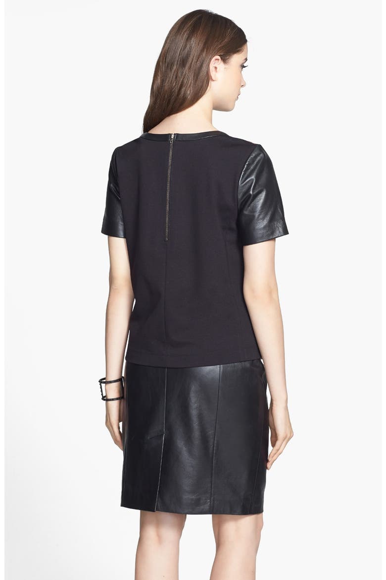 Leopard Print Genuine Calf Hair & Leather Pencil Skirt, Alternate, color, LEOPARD- BLACK COLORBLOCK