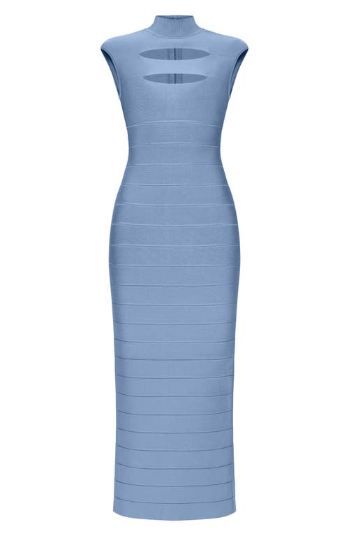 Herve Leger Cutout Bandage Gown In Blue