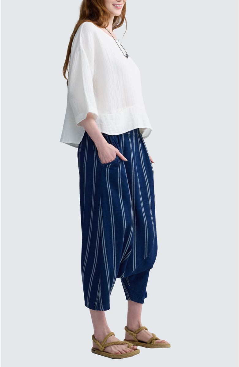 LUUKAA Marigold Denim Muslin Harem Pants, Alternate, color, Original Denim