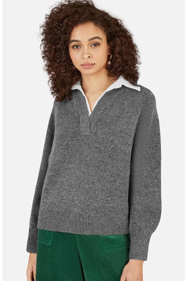 Collar Detail Knitted Jumper, Main, color, Grey