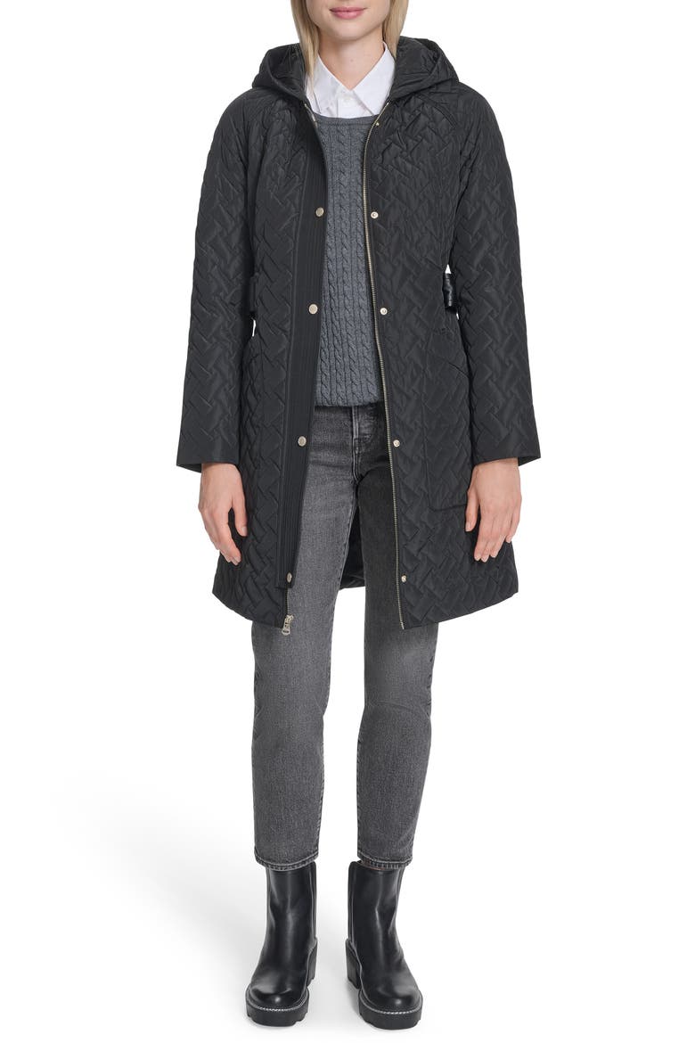 Belted Quilted Jacket, Alternate, color, BLACK