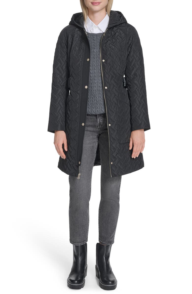 Cole Haan Belted Quilted Jacket, Alternate, color, Black