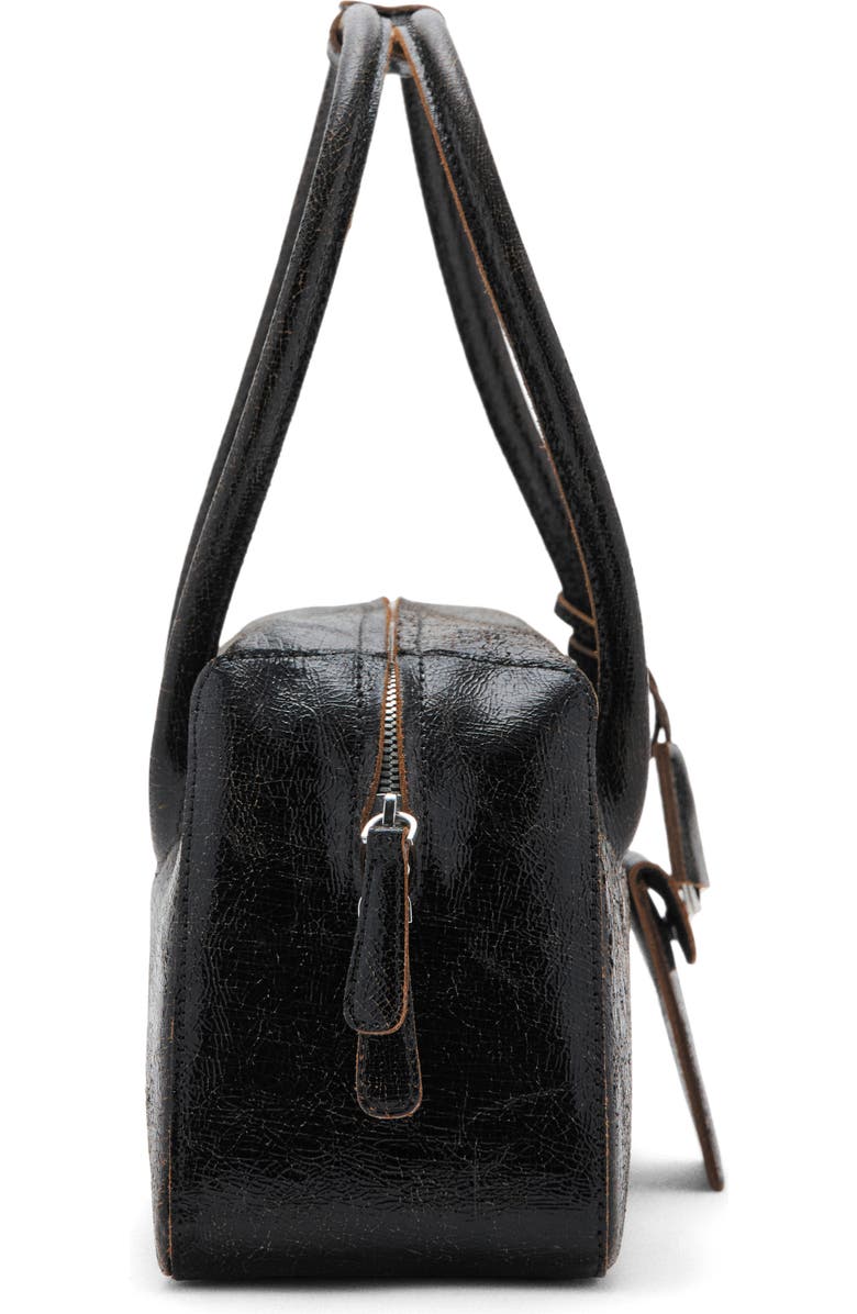 MANGO Leather Shoulder Bag, Alternate, color, Black