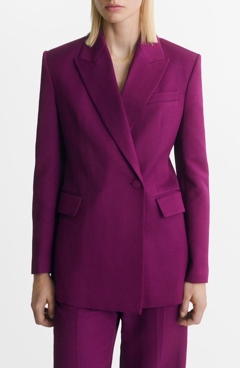 MANGO Double Breasted Jacket, Main, color, Fuchsia