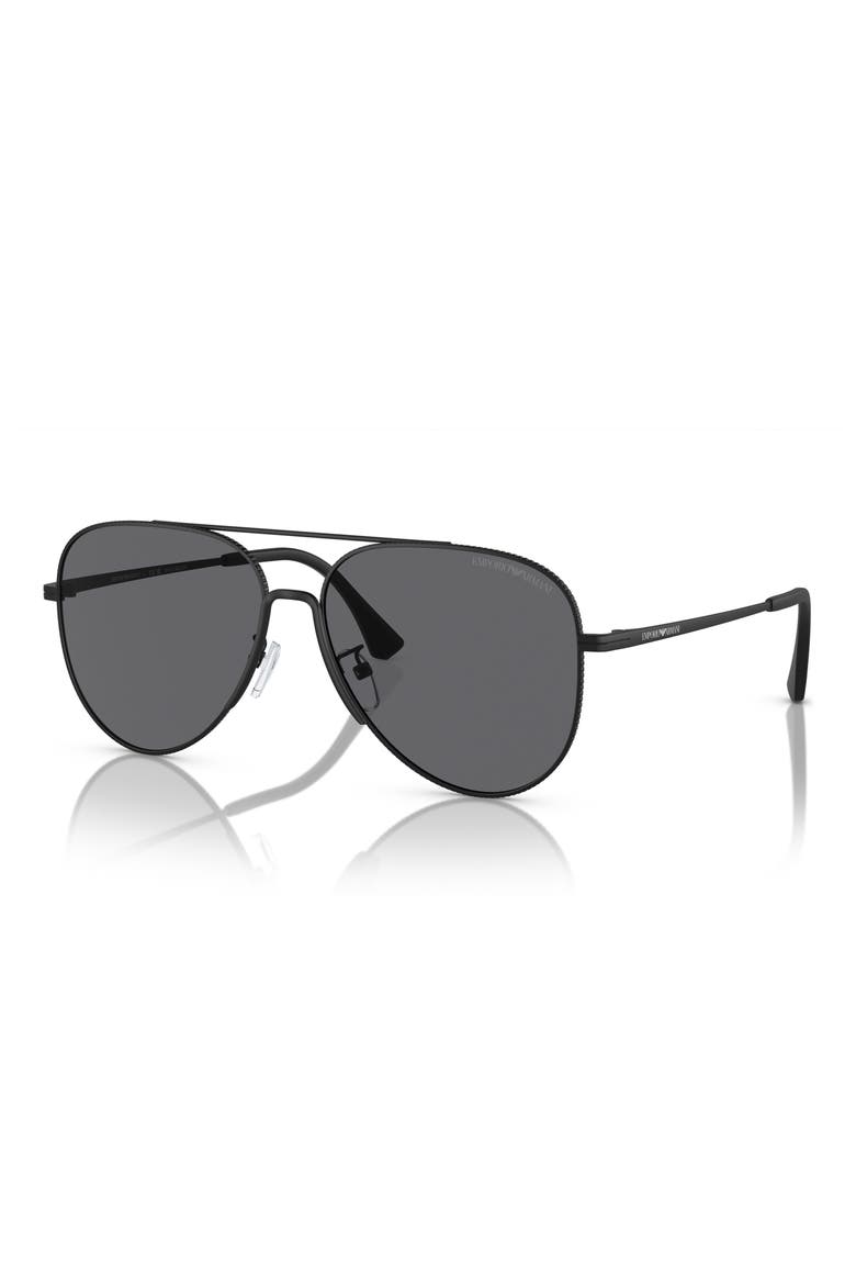 60mm Polarized Pilot Sunglasses, Alternate, color, MATTE BLACK / POLAR GREY