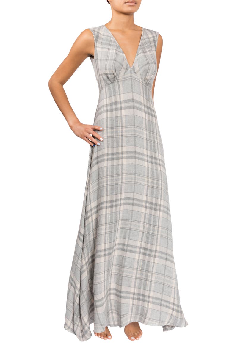 Plunge Nightgown, Main, color, GREY W/ GOLD LUREX