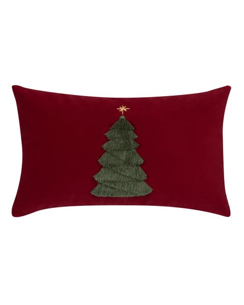 Fraser Fir Handmade Applique Woven Accent Holiday Pillow