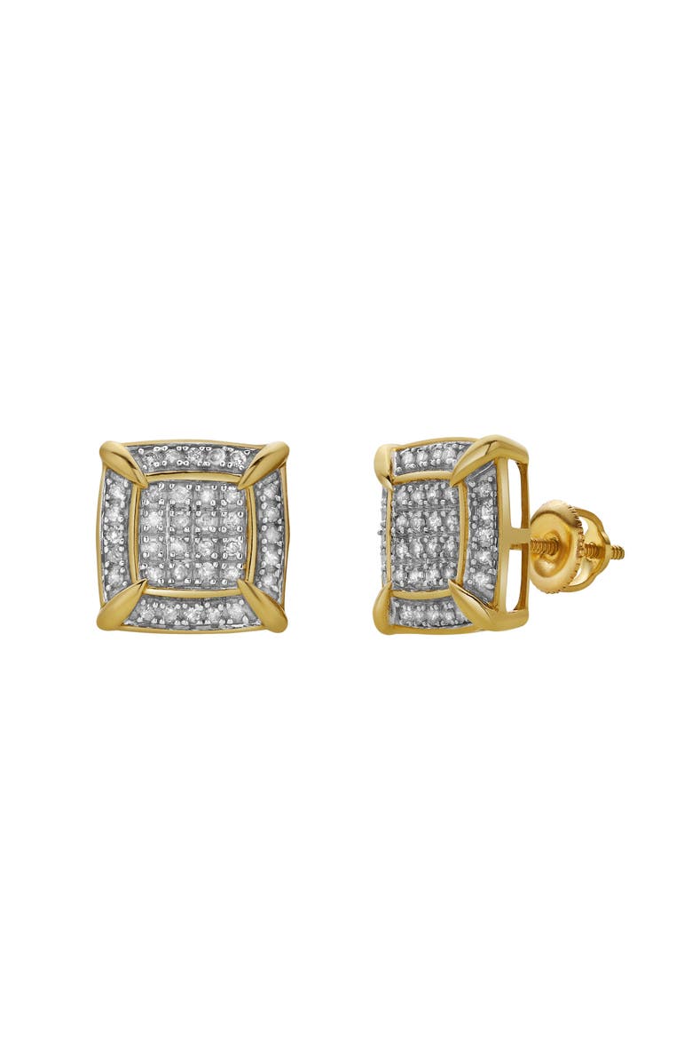 LuvMyJewelry Rune 10K Yellow Gold Cluster Diamond Unisex Earrings - 0.29 Cts, Alternate, color, 10K Yellow Gold