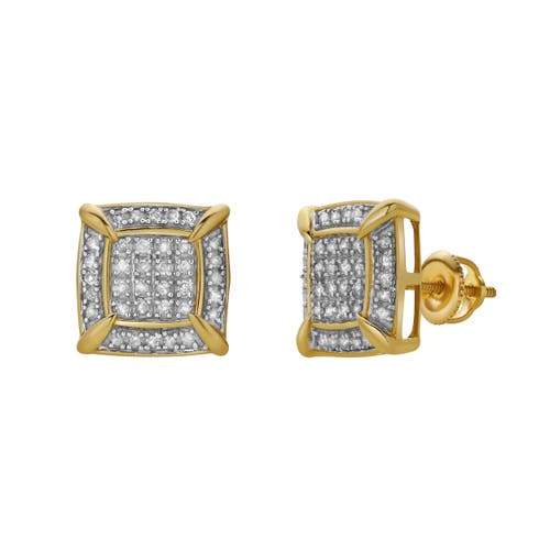 Luvmyjewelry Rune 10k Yellow Gold Cluster Diamond Unisex Earrings In 10k Yellow Gold