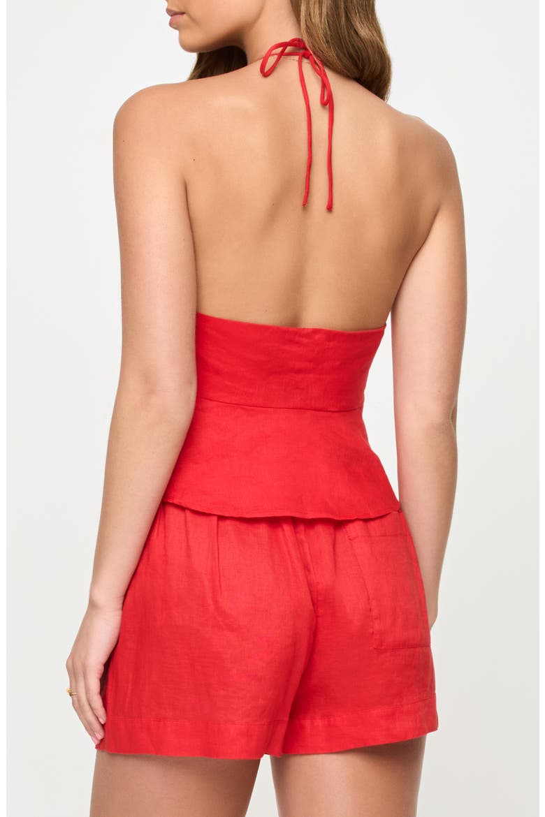 April Tie Front Halter Linen Cover-Up Top, Alternate, color, FLAME