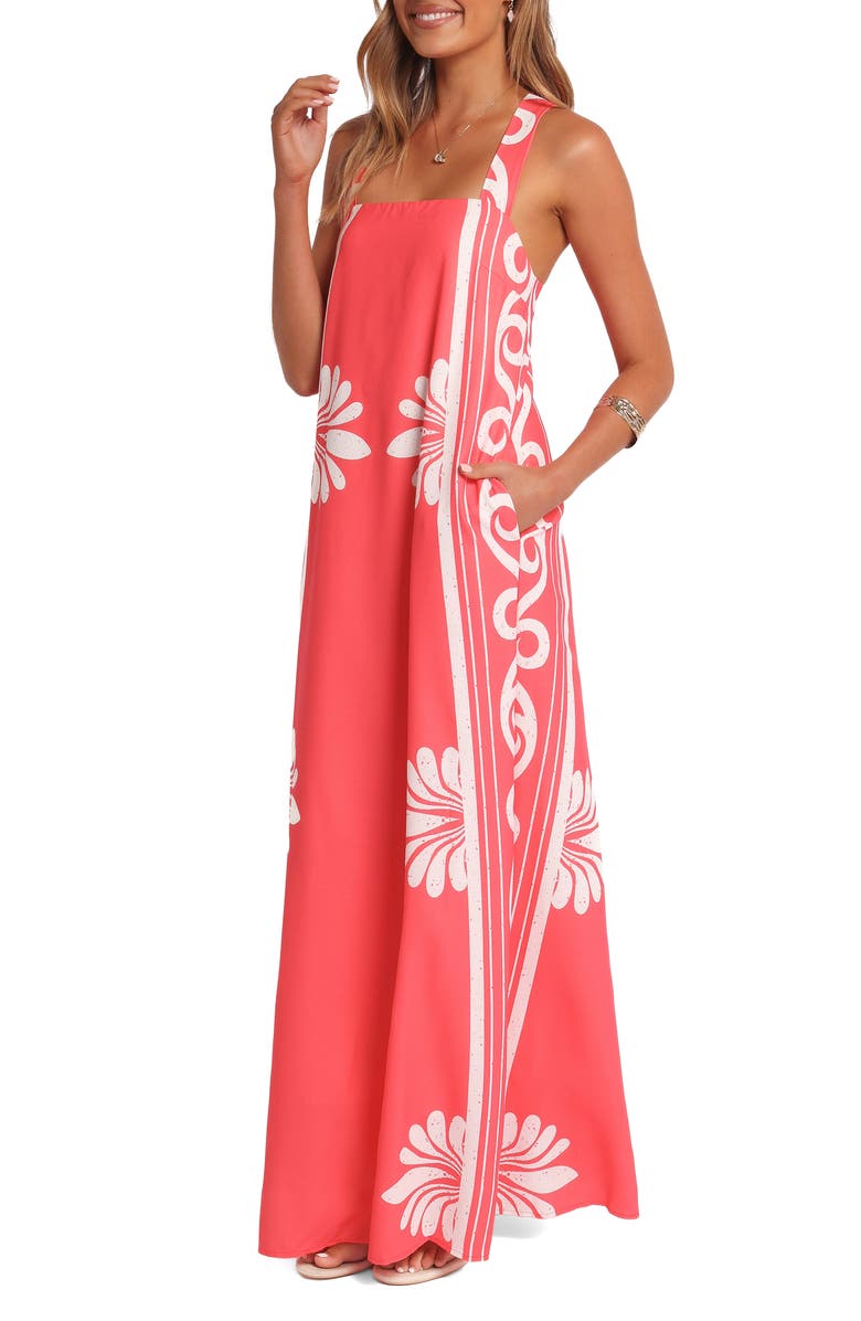 Petal & Pup Valeria Print Maxi Dress, Alternate, color, Coral