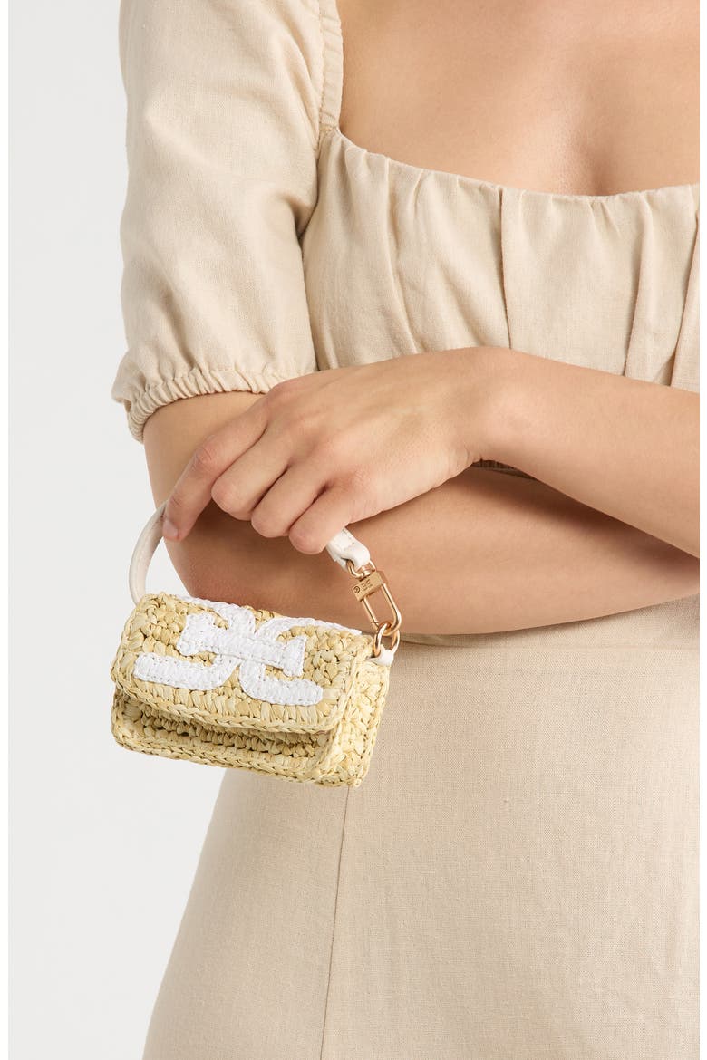Lynn Mini Raffia & Leather Wallet, Alternate, color, NATURAL