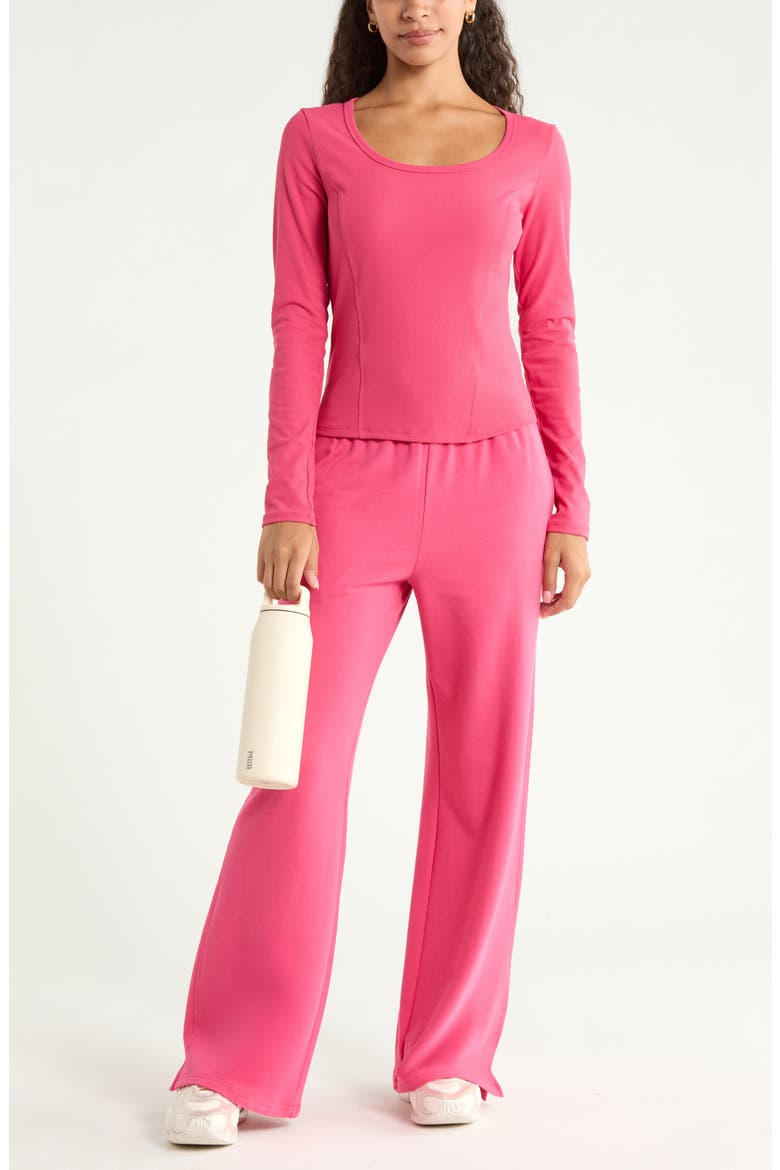 Long Sleeve Rib T-Shirt, Alternate, color, PINK CARMINE