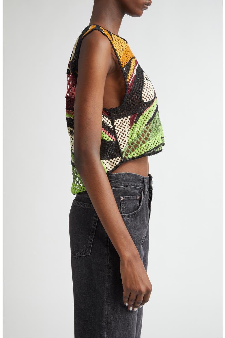 Toucan Tree Open Back Crochet Crop Top, Alternate, color, DARK GREEN