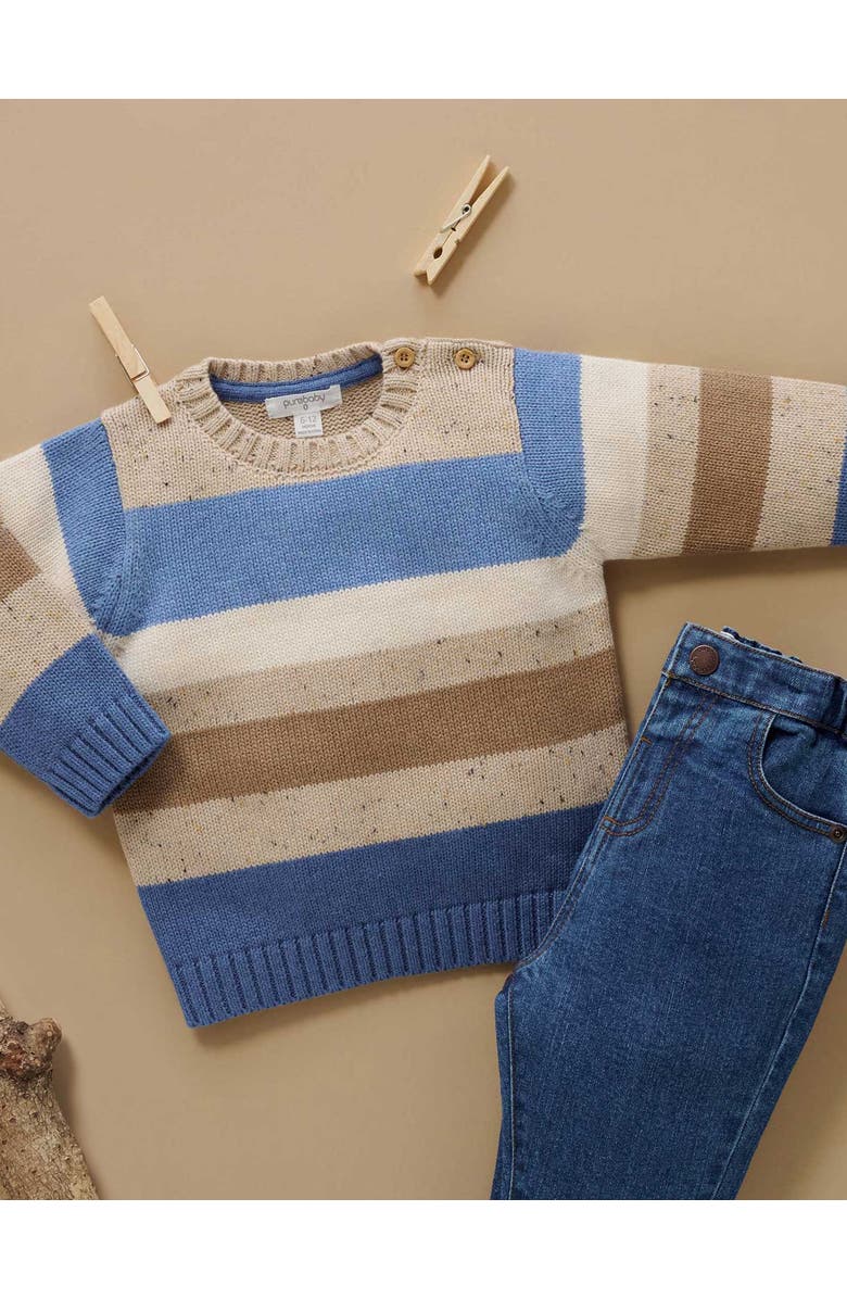 Purebaby Storm Striped Sweater, Alternate, color, Storm Stripe