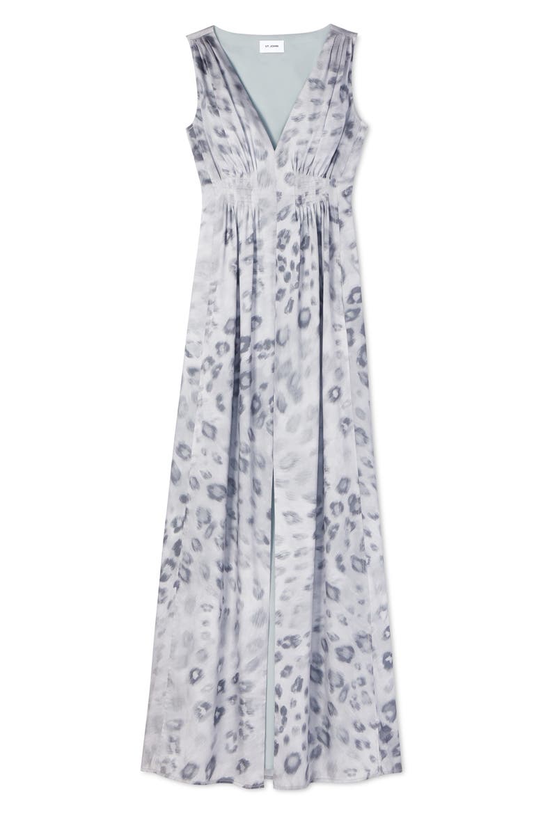 Painted Leopard Print Maxi Dress, Alternate, color, LIGHT GRAY MULTI