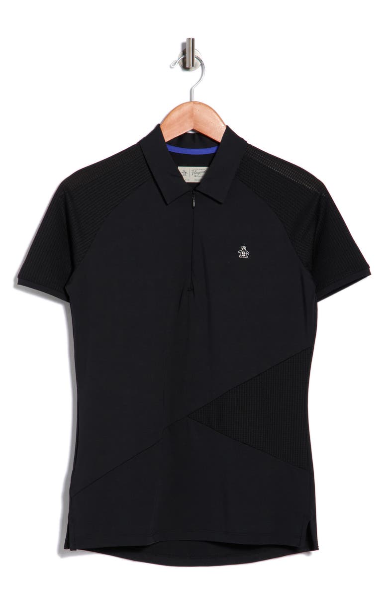 ORIGINAL PENGUIN GOLF Zip Front Polo, Main, color, Caviar