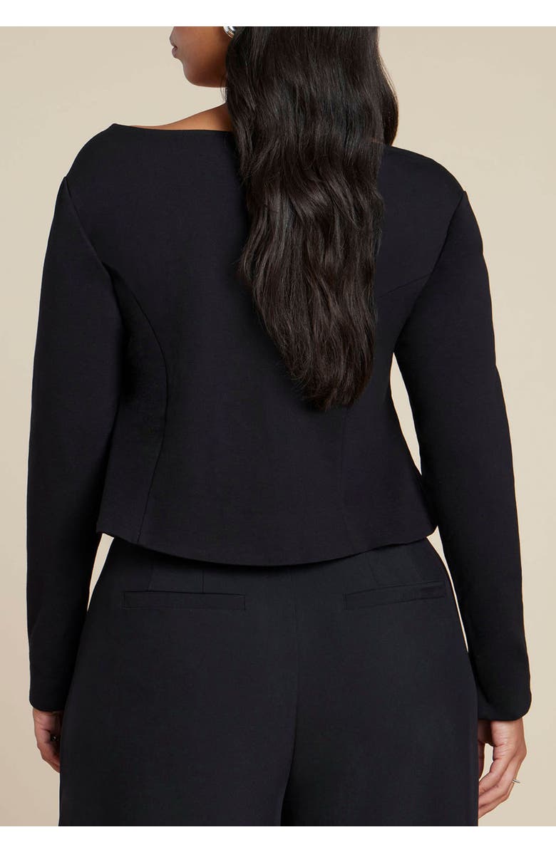 ELOQUII Button Up Wide Neck Top, Alternate, color, Black Onyx