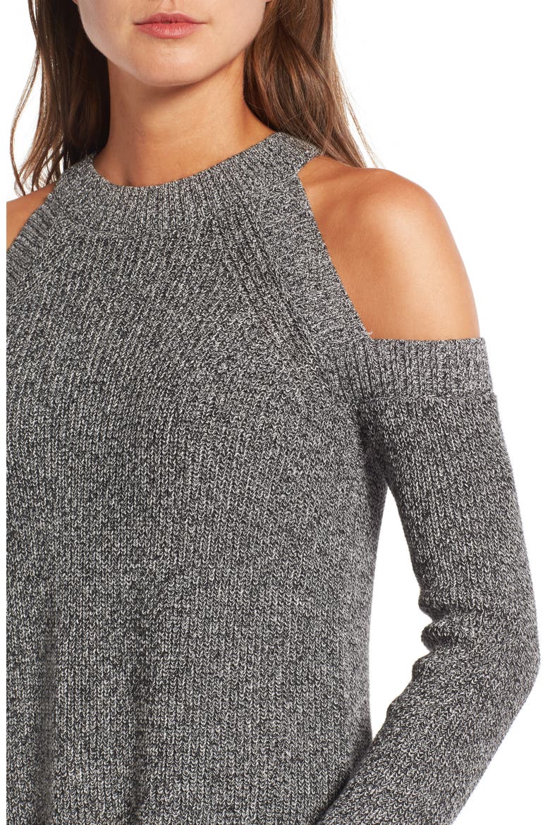 Dana Cold Shoulder Sweater, Alternate, color, BLACK/ WHITE