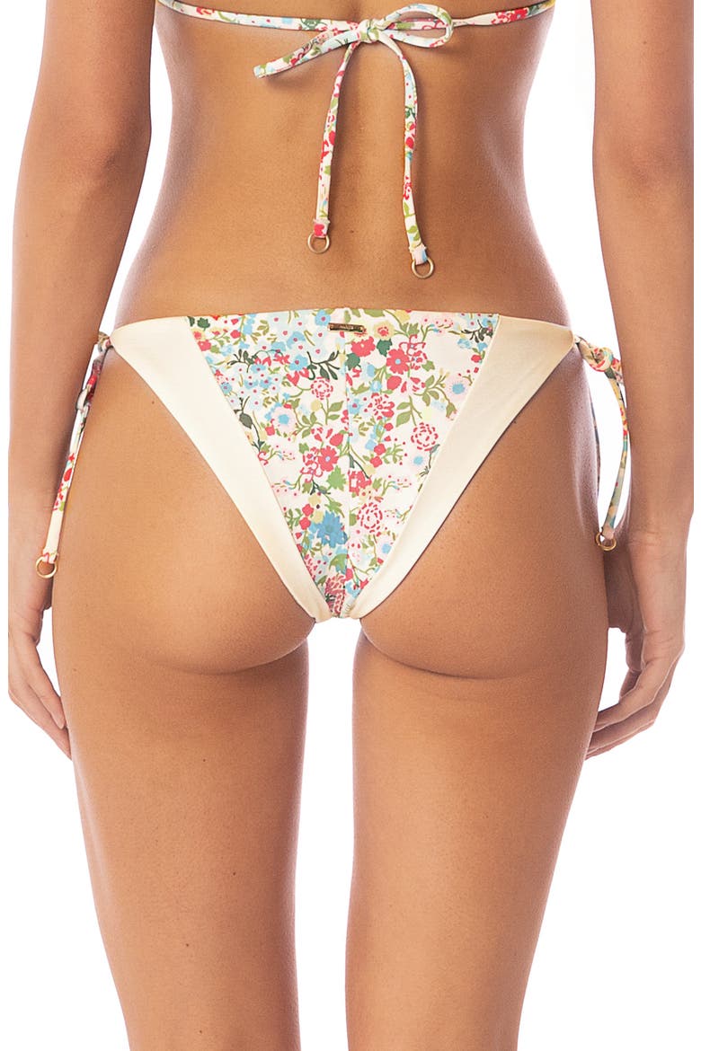 Shinning Floral Reversible Side Tie Bikini Bottoms, Alternate, color, OPEN WHITE