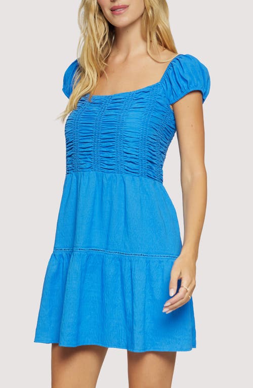 Lost + Wander Zaffiro Shirred Tiered Minidress In Blue