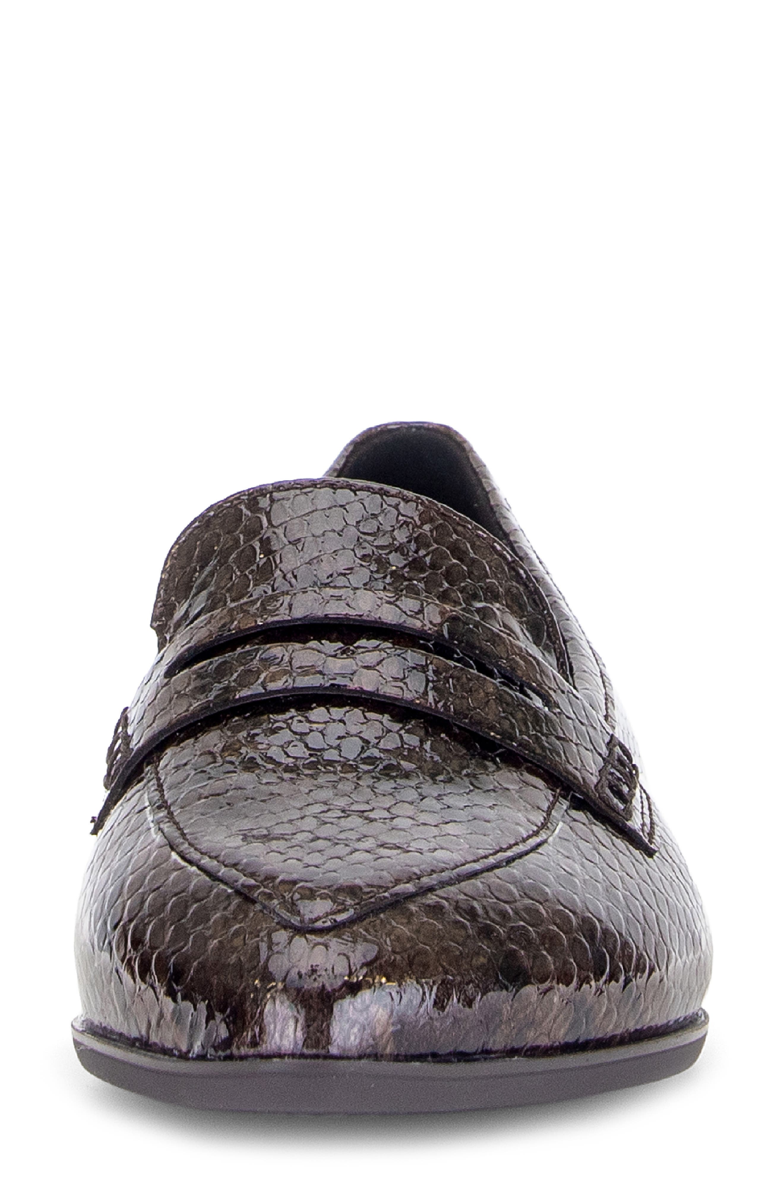 Rosalie Croc Embossed Leather Loafer, Alternate, color, MOCCA