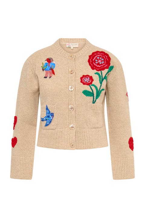 Short Embroidered Cardigan With Pockets