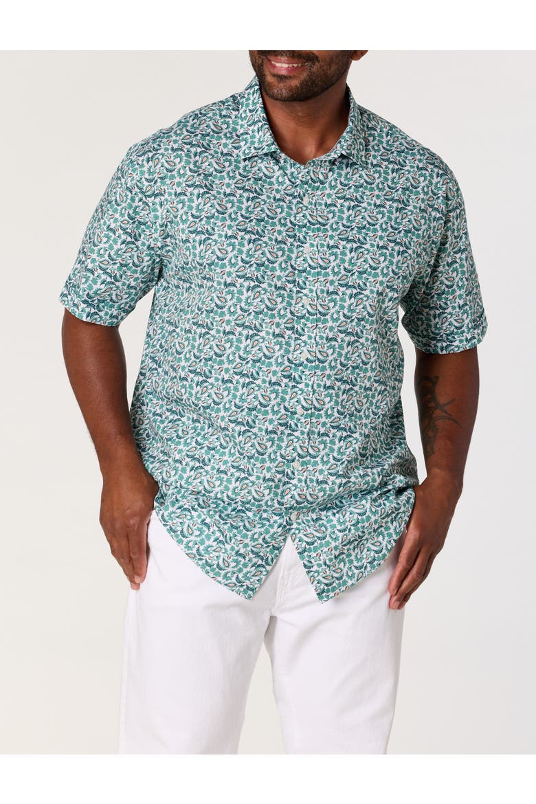 Big & Tall Tonal Paisley Sport Shirt V2, Alternate, color, GREEN